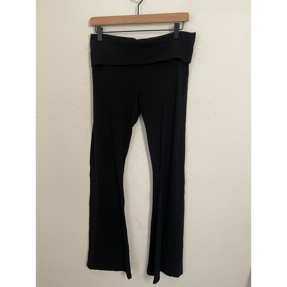 Victoria’s Secret PINK Yoga Pants Black Fold Over Waist Flare Women’s Size L Y2k - Picture 1 of 8